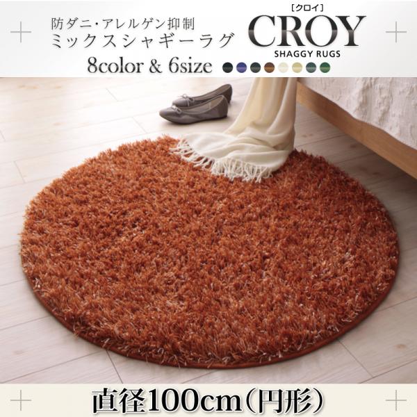防ダニ・アレルゲン抑制ミックスシャギーラグ【CROY】クロイ 直径100cm(円