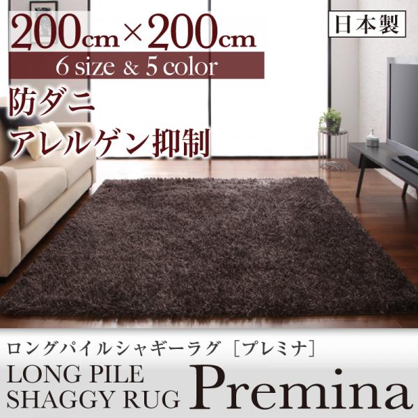 ロングパイルシャギーラグ【Premina】プレミナ 200×200cm