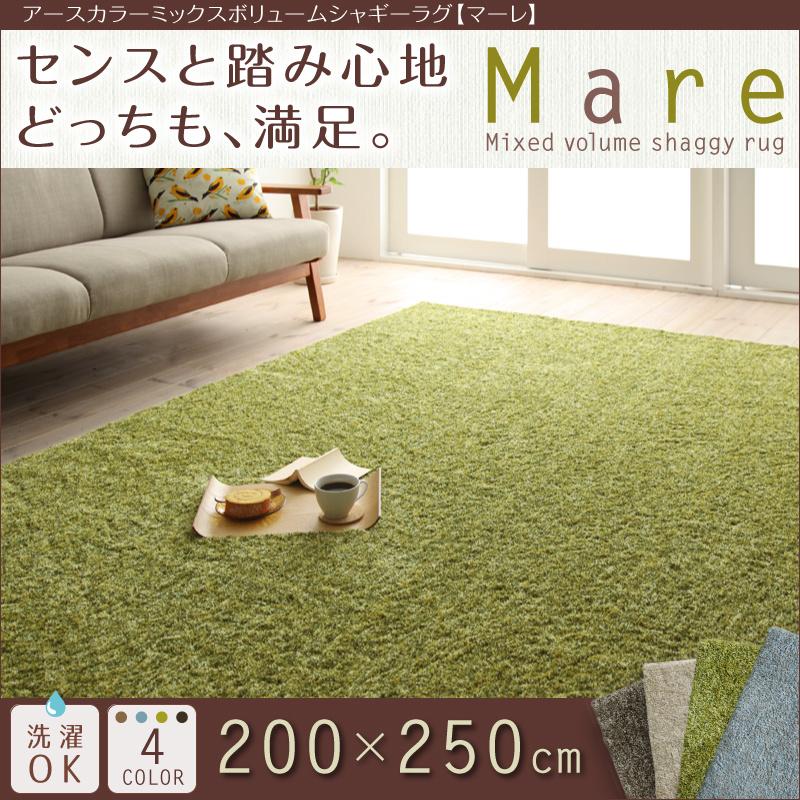 アースカラーミックスボリュームシャギーラグマーレ 200×250cm